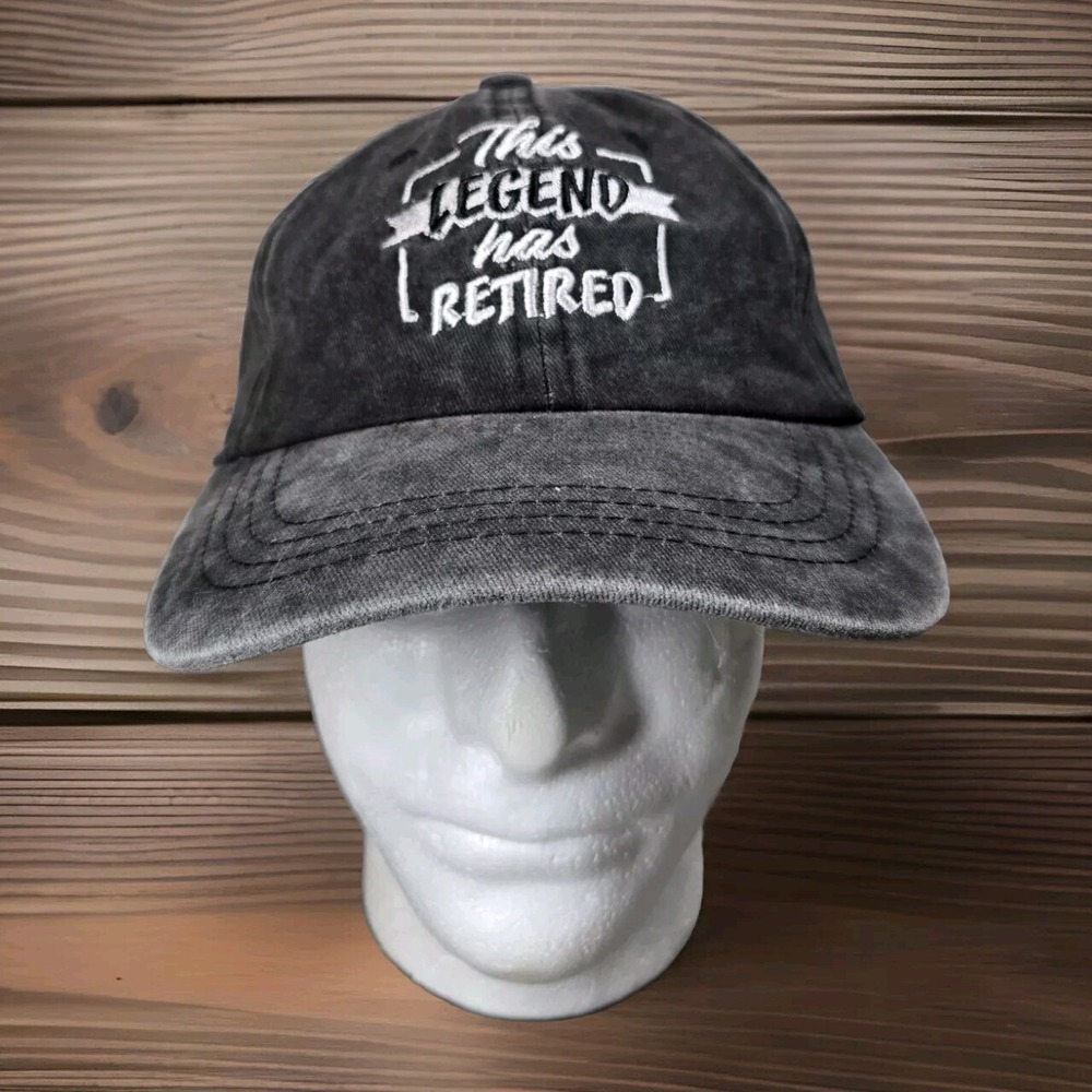 This Legend has Retired Baseball Cap‎ Mens OS Black Denim Strapback Adjustable